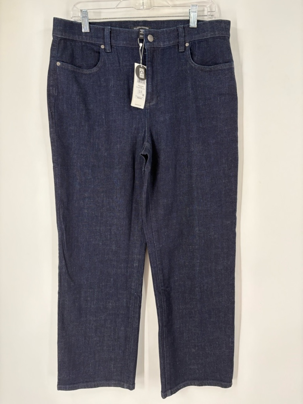 Eileen Fisher Straight Ankle Jeans Cotton Stretch Jeans Dark Wash Medium